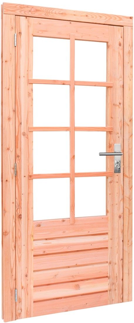 Douglas links draaiende enkele deur 201x90cm onbehandeld 8-ruits glas